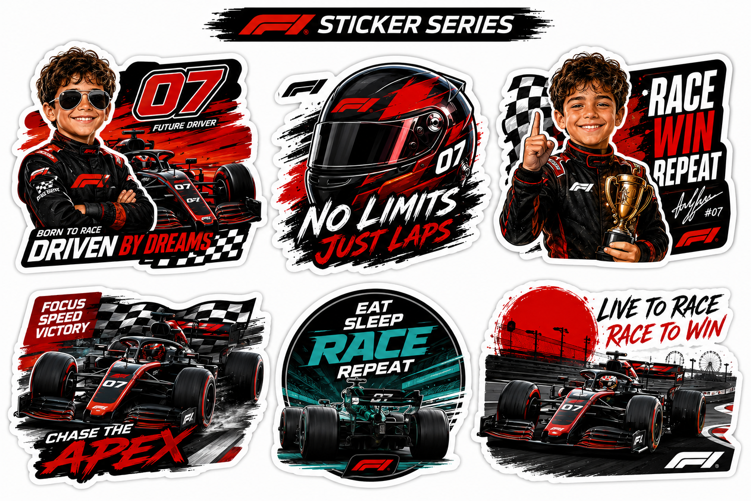 🏎️ F1 Future Driver Sticker Series